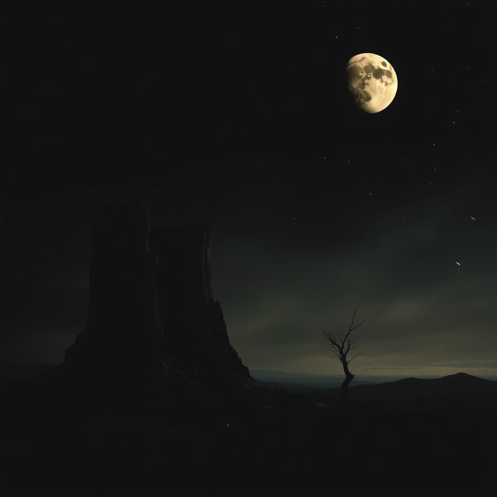 Surreal Black World Emerges from Darkness