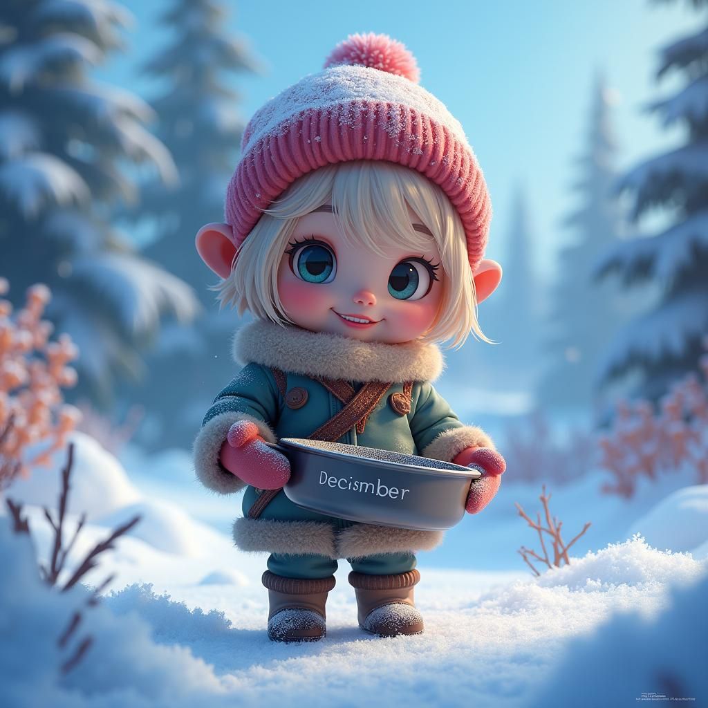 Chibi in Winter Wonderland: Matte Painting in 8k