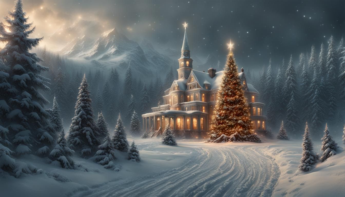 Epic Christmas Tree Digital Matte Painting