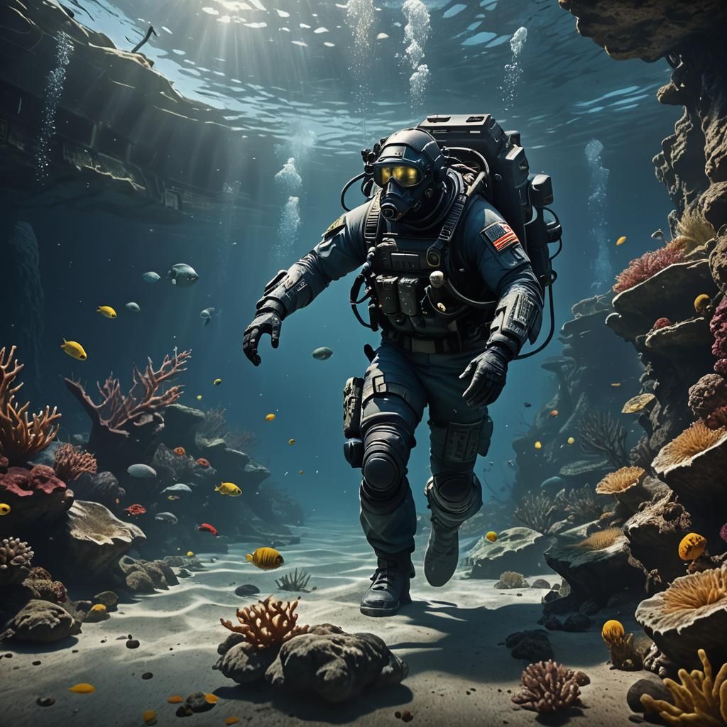 Navy Seal Deep Dive: Detailed Matte Painting