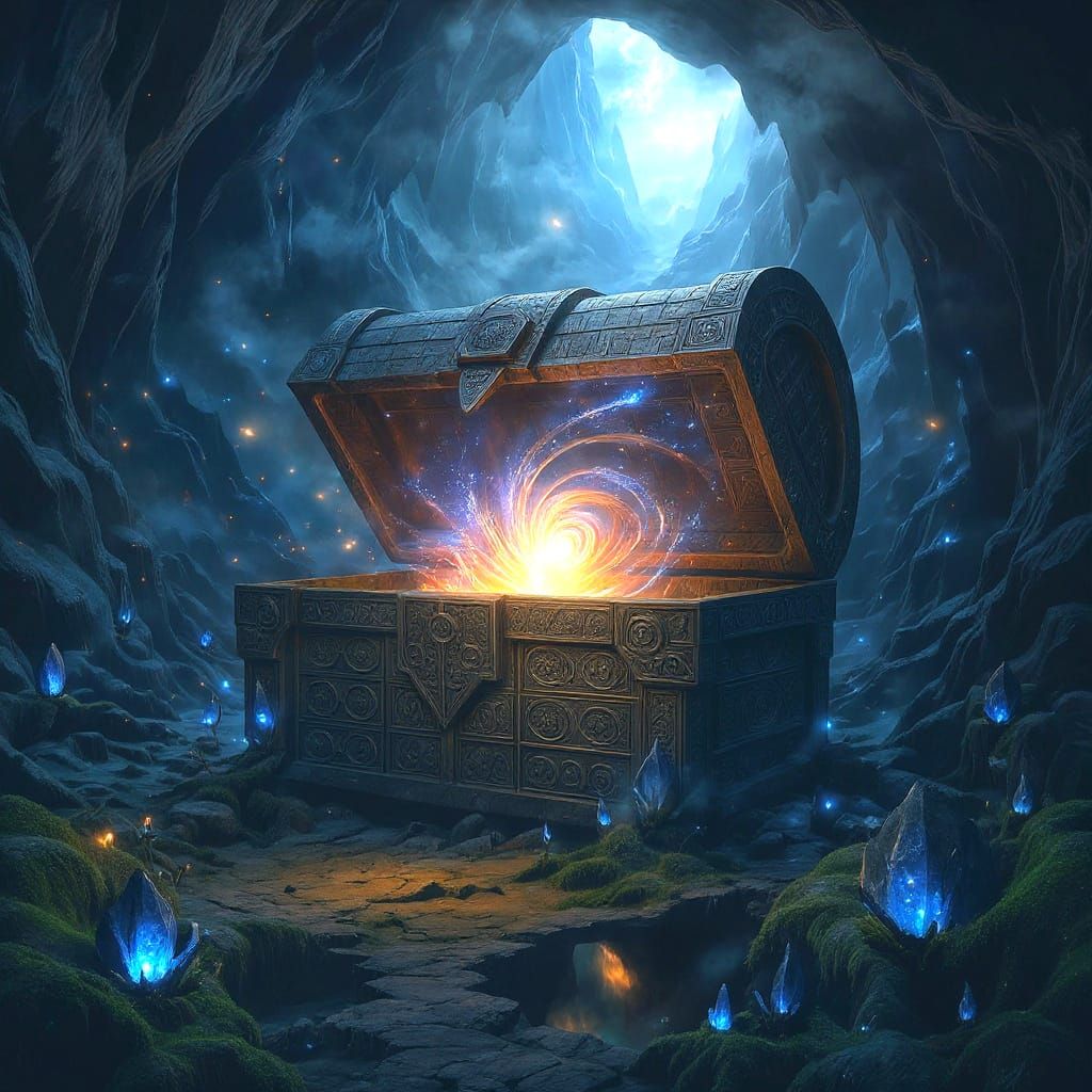 Stellar Vortex Within Ancient Stone Chest