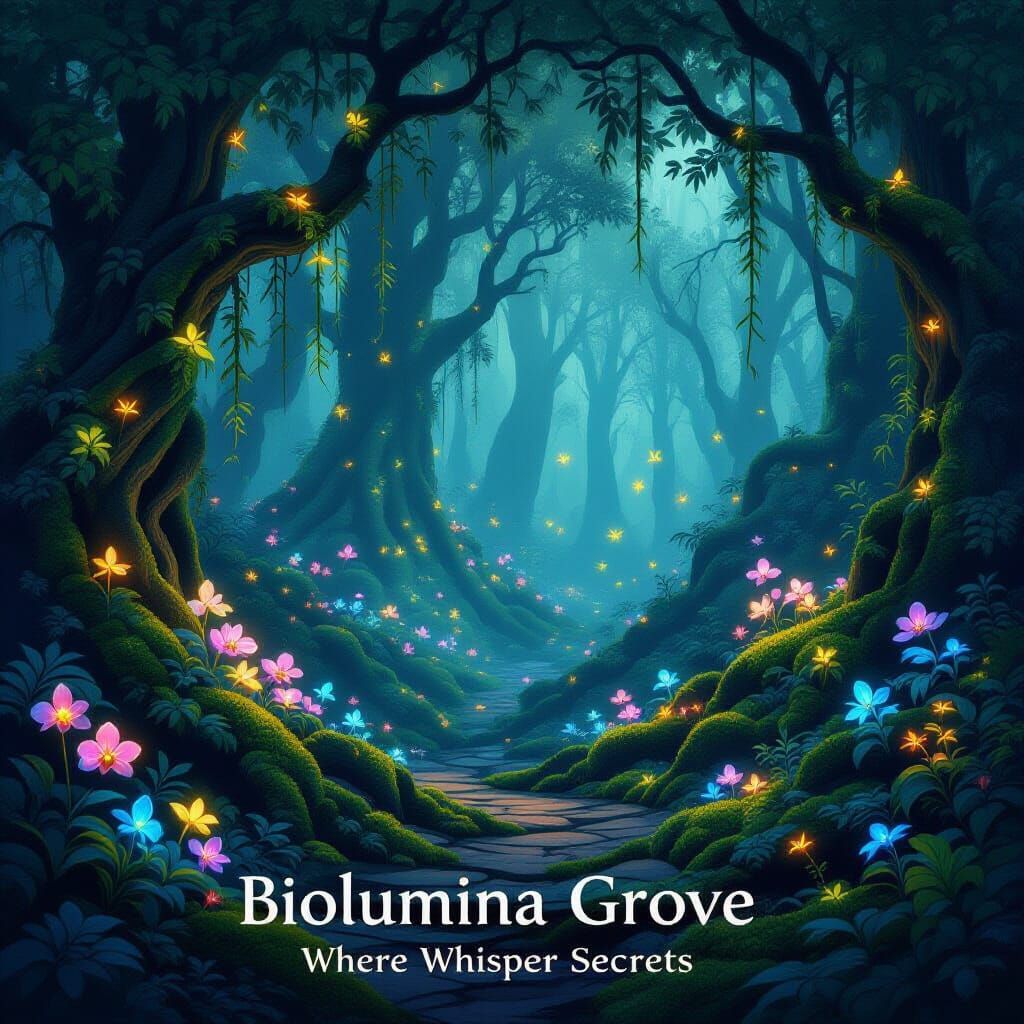 Ethereal Bioluminescent Forest in Twilight