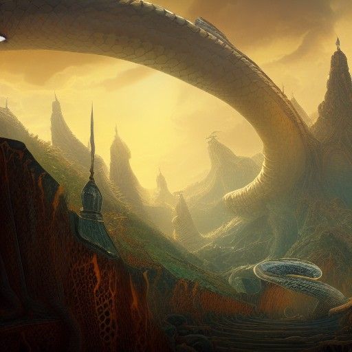 Jormungandr: The World Serpent in Detailed Matte Painting