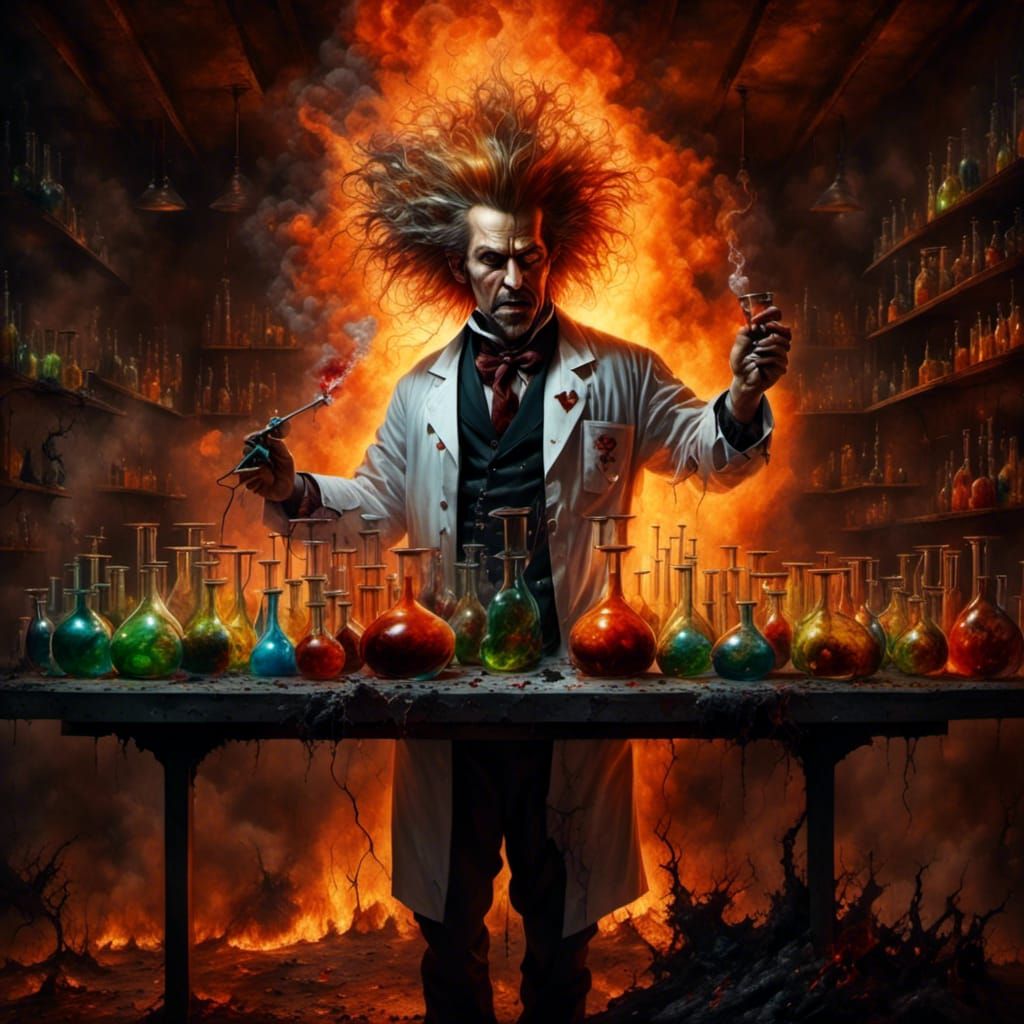 Insanely Realistic Mad Scientist's Fiery Lab