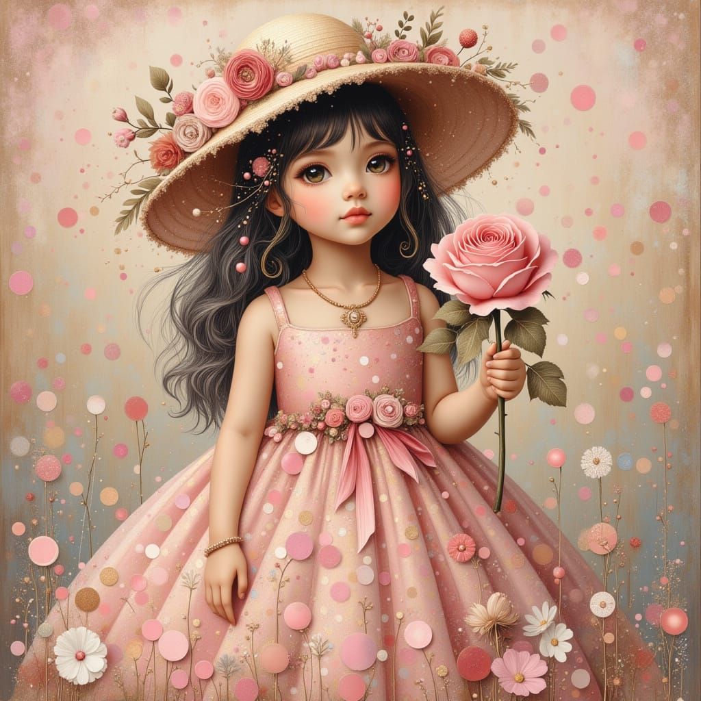 Surreal Baby Girl Portrait in Pink and Brown Hues