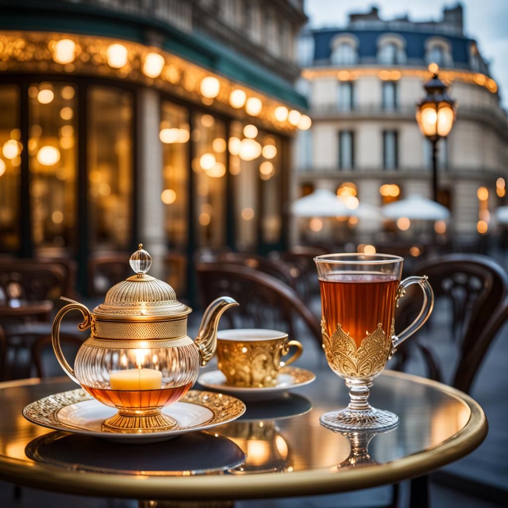 Parisian Café: Crystal Tea Set in Professional Photography