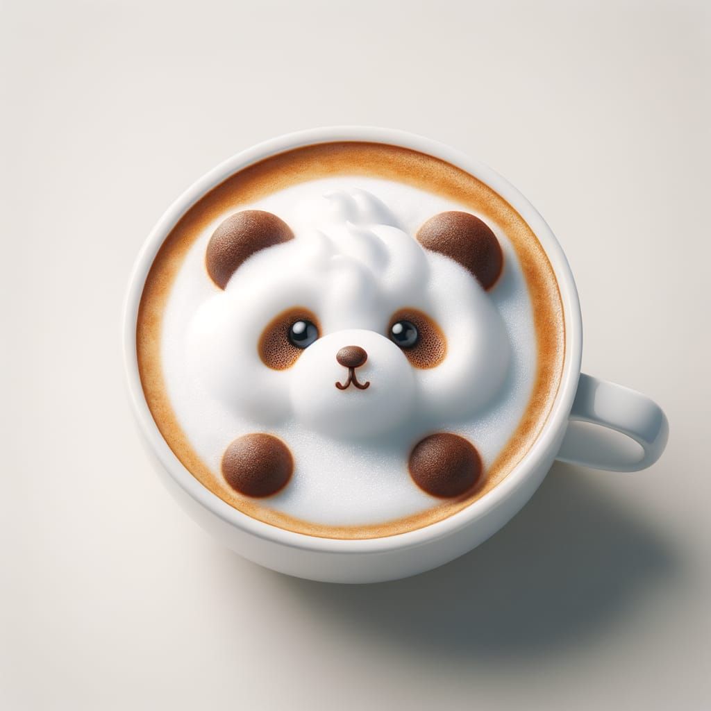 Cappuccino with a Cute Panda Milk Foam