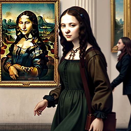 Mona Lisa walking in Paris