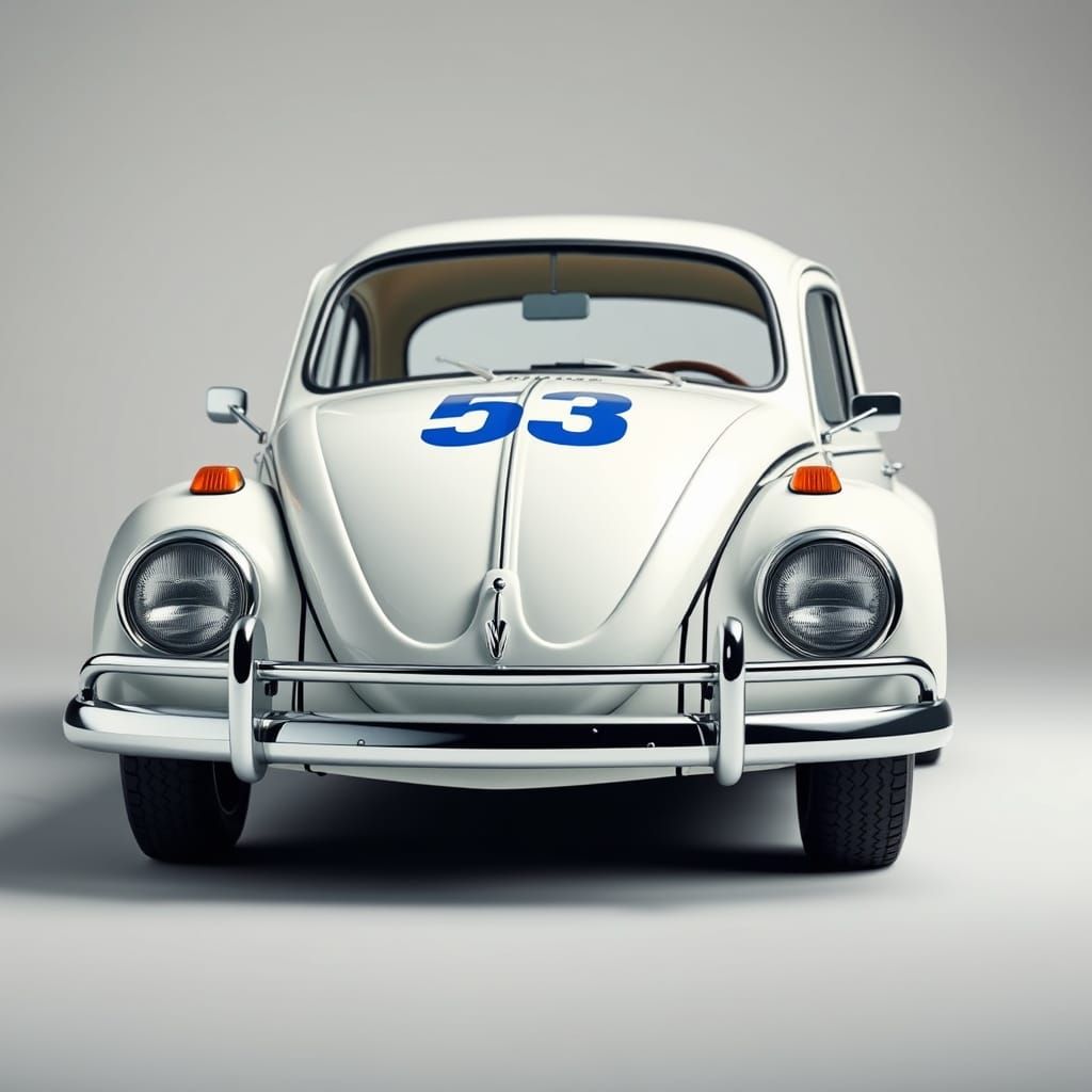 Hyperrealistic 1967 Volkswagen Beetle in Pristine White