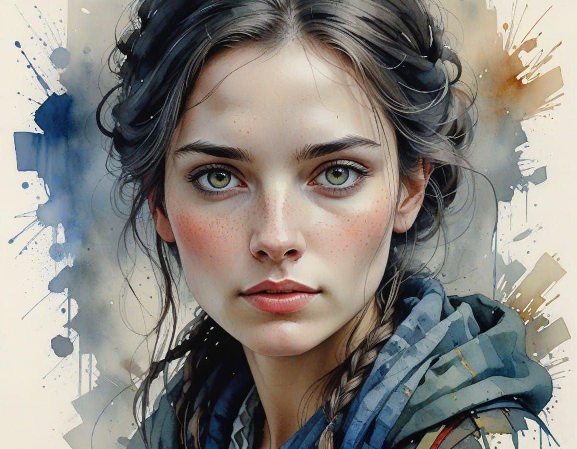 Girl in Abstract Portrait with Intricate Details