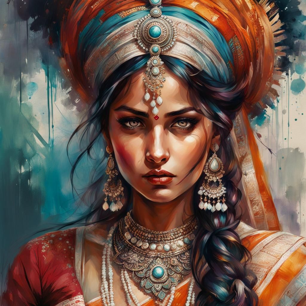 Beautiful Indian Woman Portrait in Traditional Dress