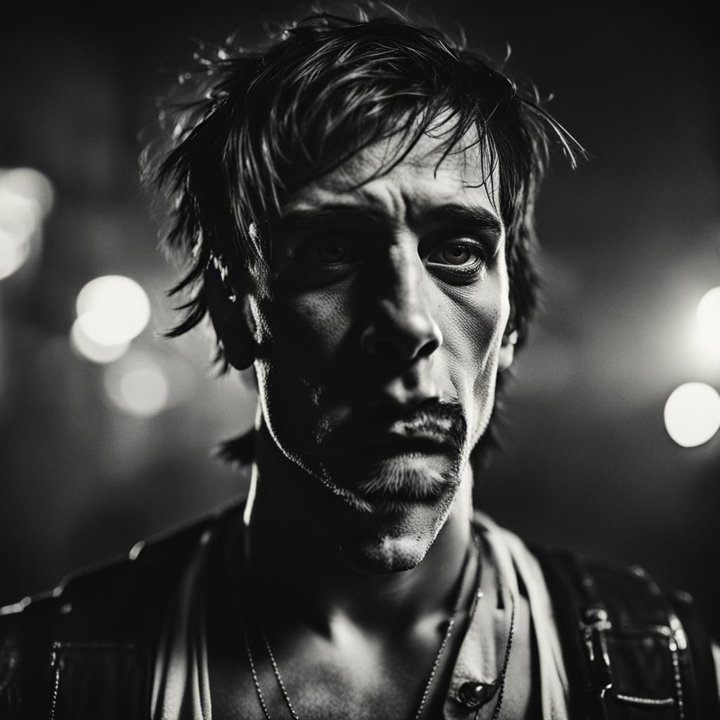 Emo Singer Portrait in Ambient Light Style