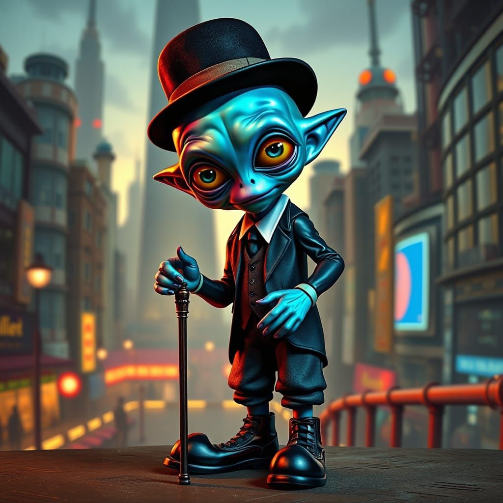 Otherworldly Business Alien Strikes a Pose