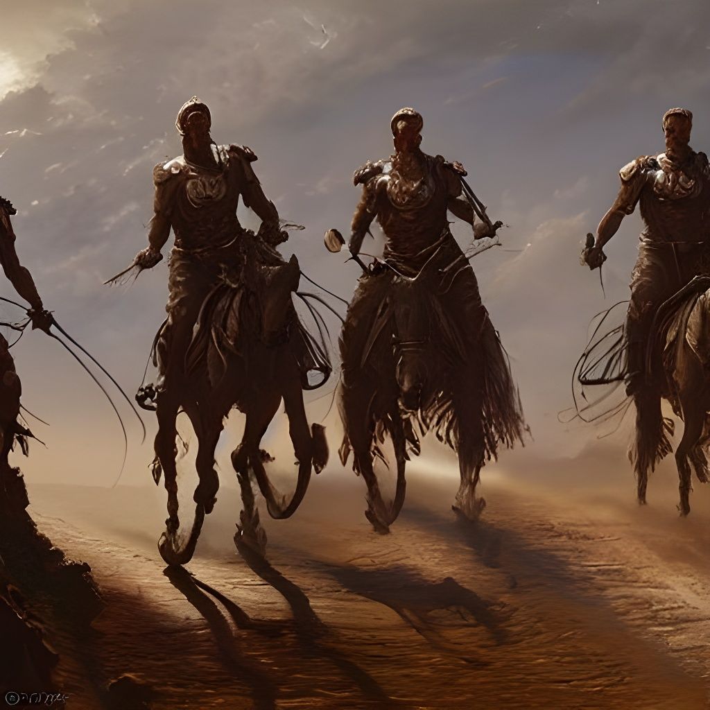 Apocalypse Four Horsemen Ride Bicycles: Detailed Matte Paint...