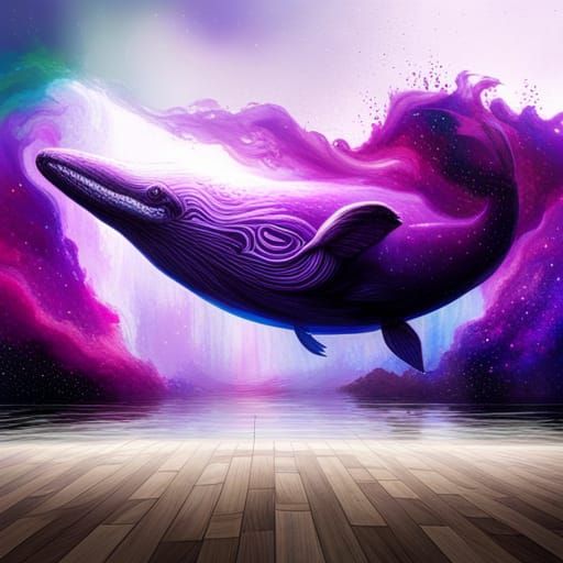 Stunning Purple Galaxy Whale: Graffiti Splash Art