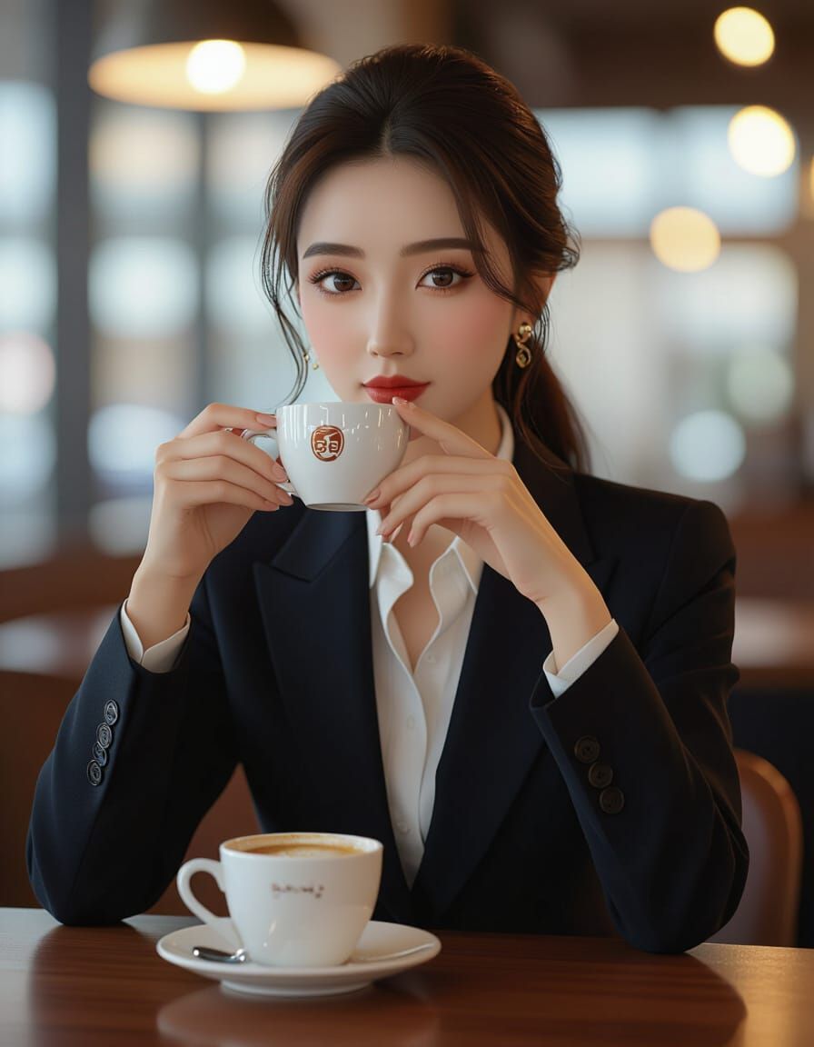 Dilraba Dilmurat Enjoys Coffee in 3D Anime Style