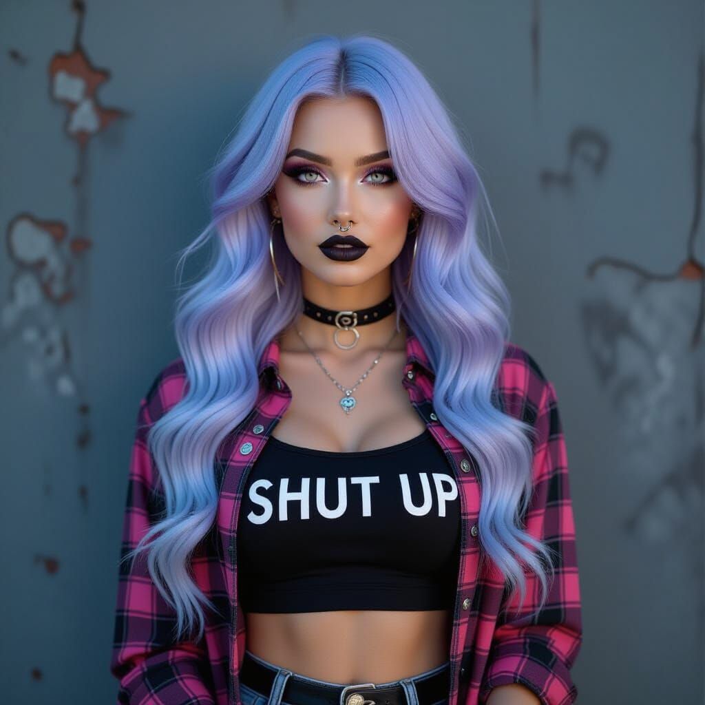 Gothic Woman with Ethereal Eyes, Digital Art