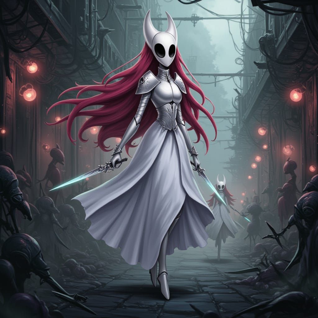 Red-Haired Princess in Ruined City Street