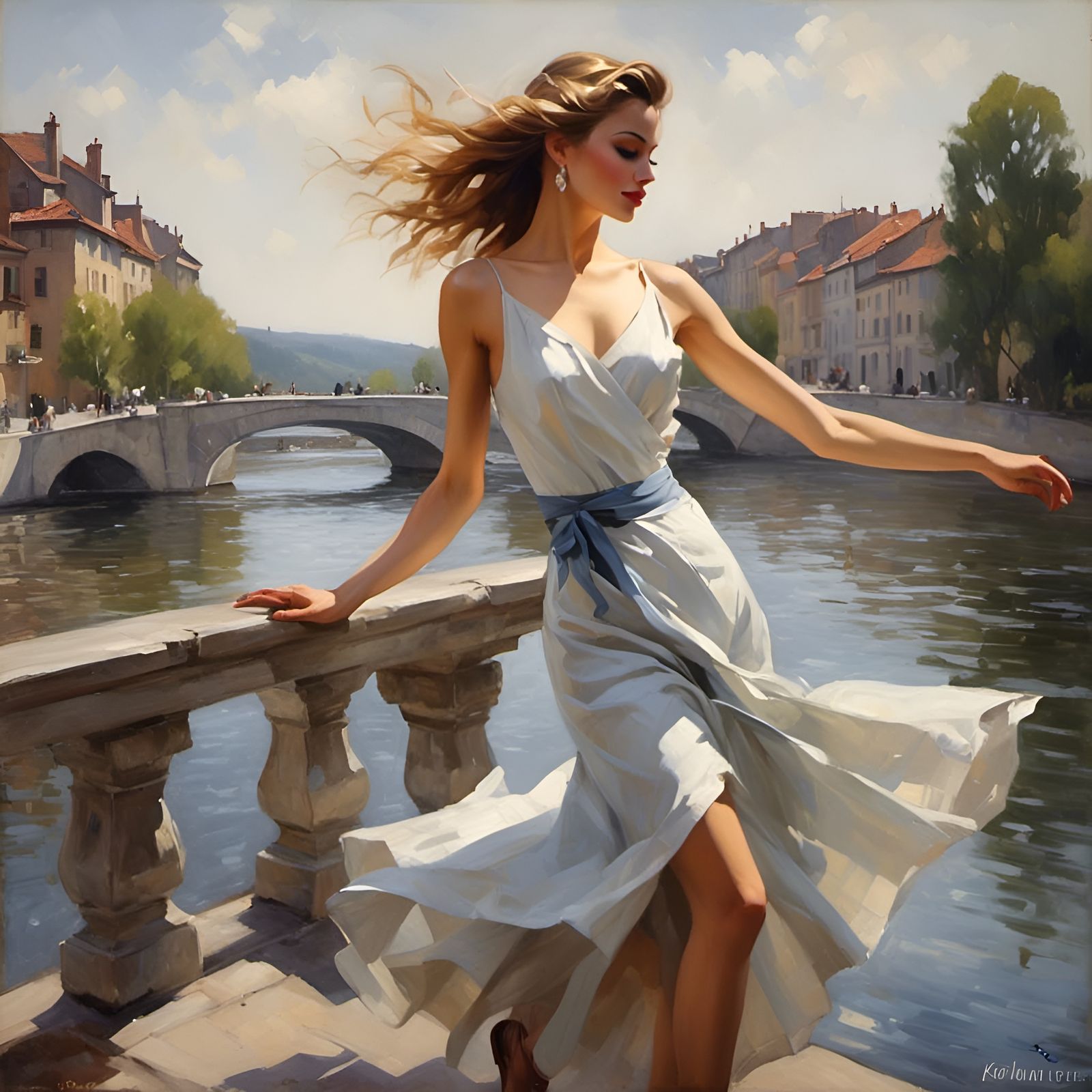 Woman Dancing by the River
