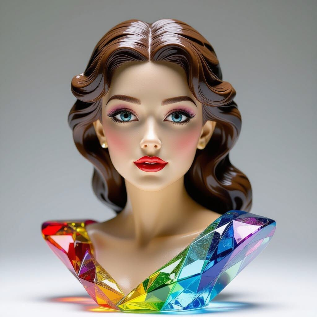 Colorful Crystal Sculpture of a Stunning Woman