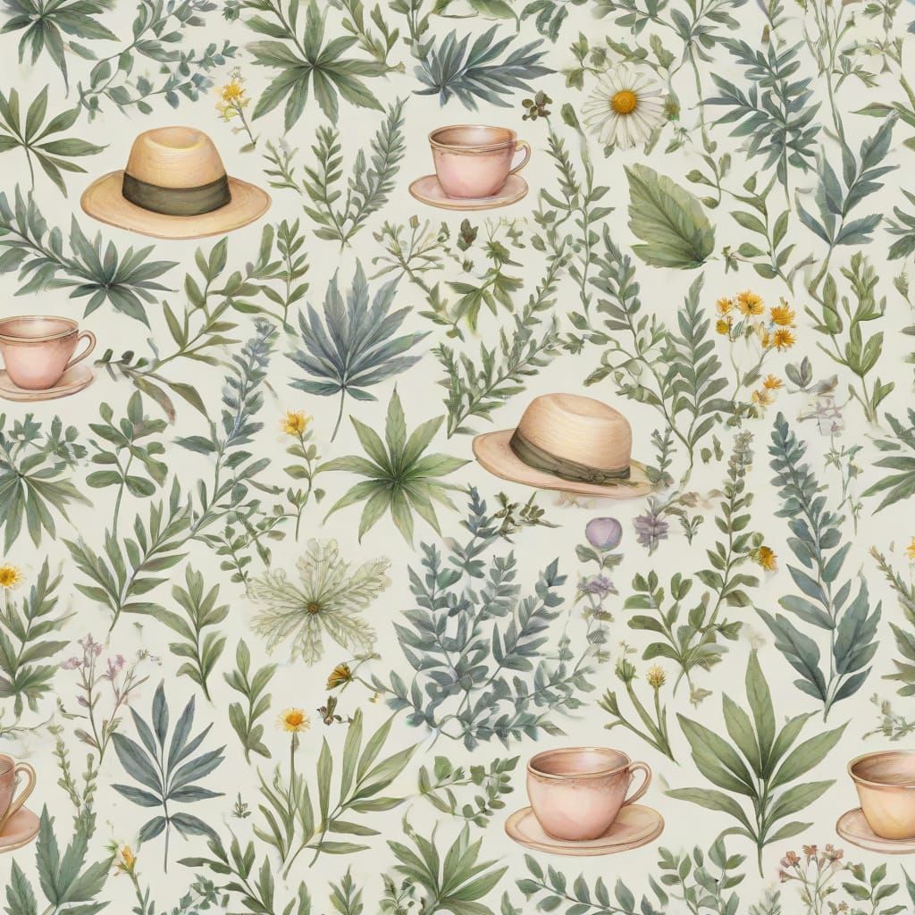 Cottagecore Marijuana Clip Art with Pastel Accents