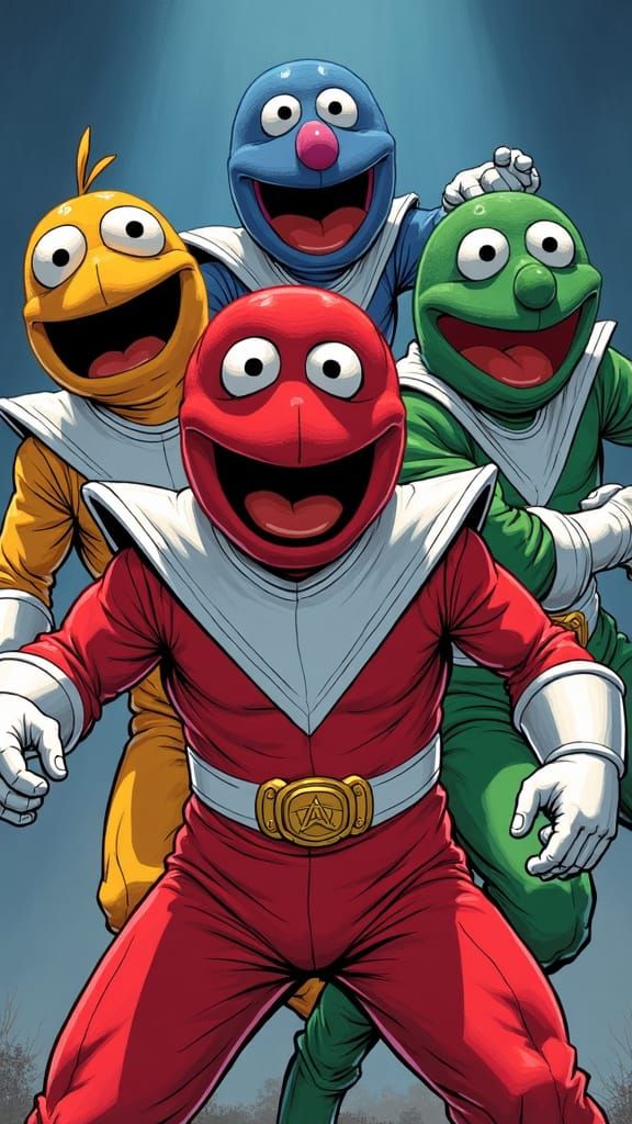 Muppet Power Rangers in Comic Book Style