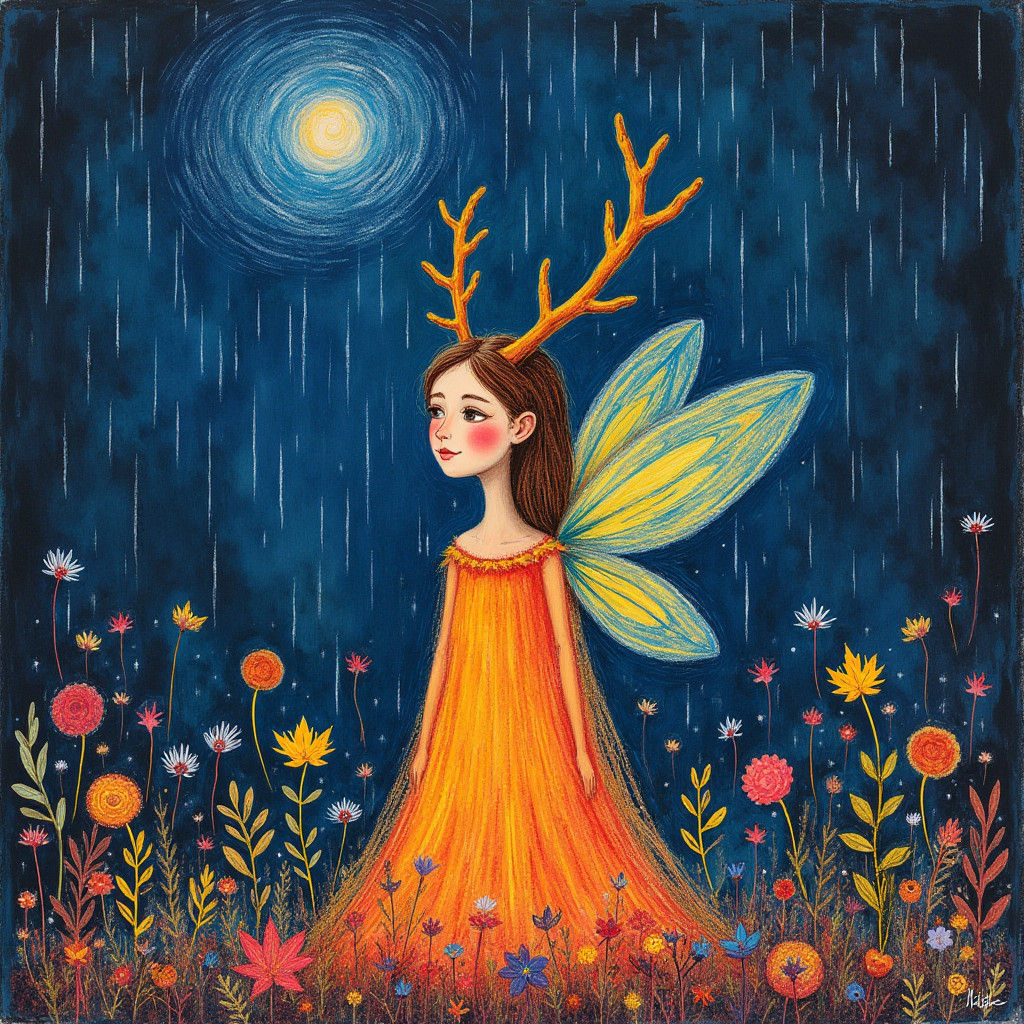 Crayon Fairy Goddess in Dreamlike World