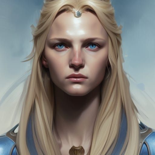 Detailed Portrait of a Blonde War Priestess