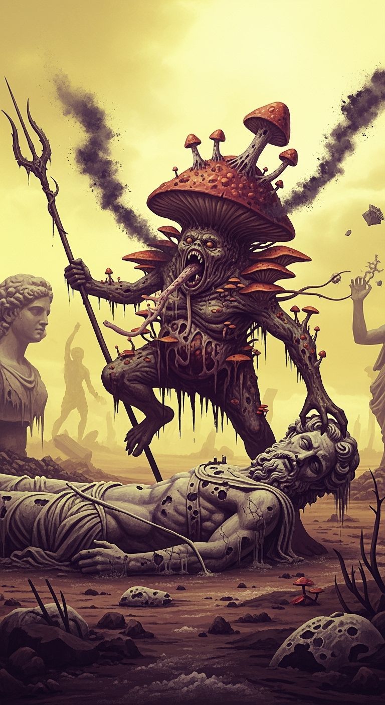 Grotesque Fungus Feasting on Decaying God