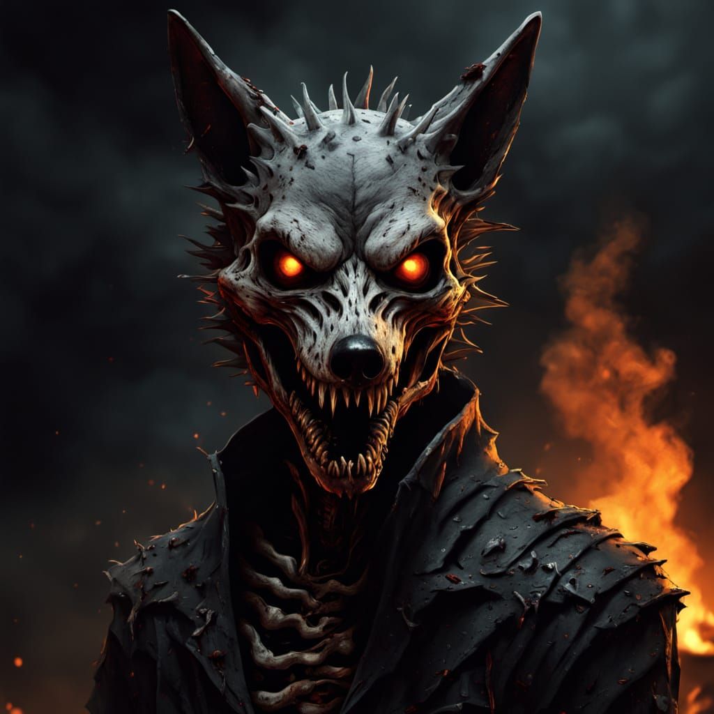 Towering Skeletal Horror with Obsidian Bones and Flame