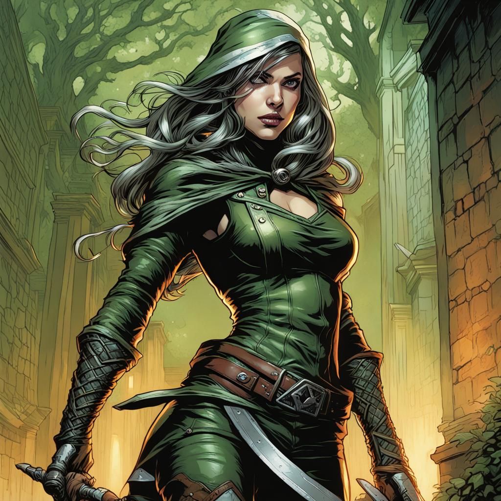 Elven Rogue in Comic Book Art Style