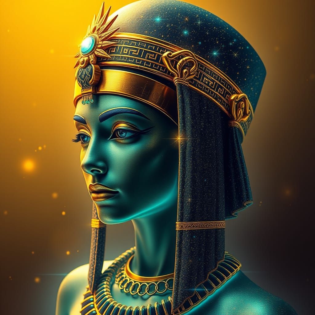 A Celestial Pharaoh's Daughter in Gilded Neon Glory