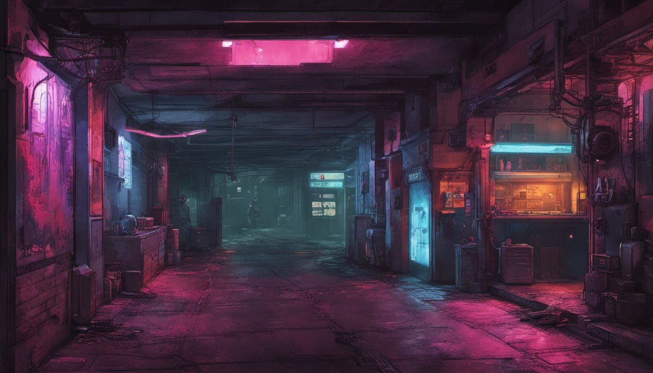 Cyberpunk Battle Map: Dark Neon Alleyway