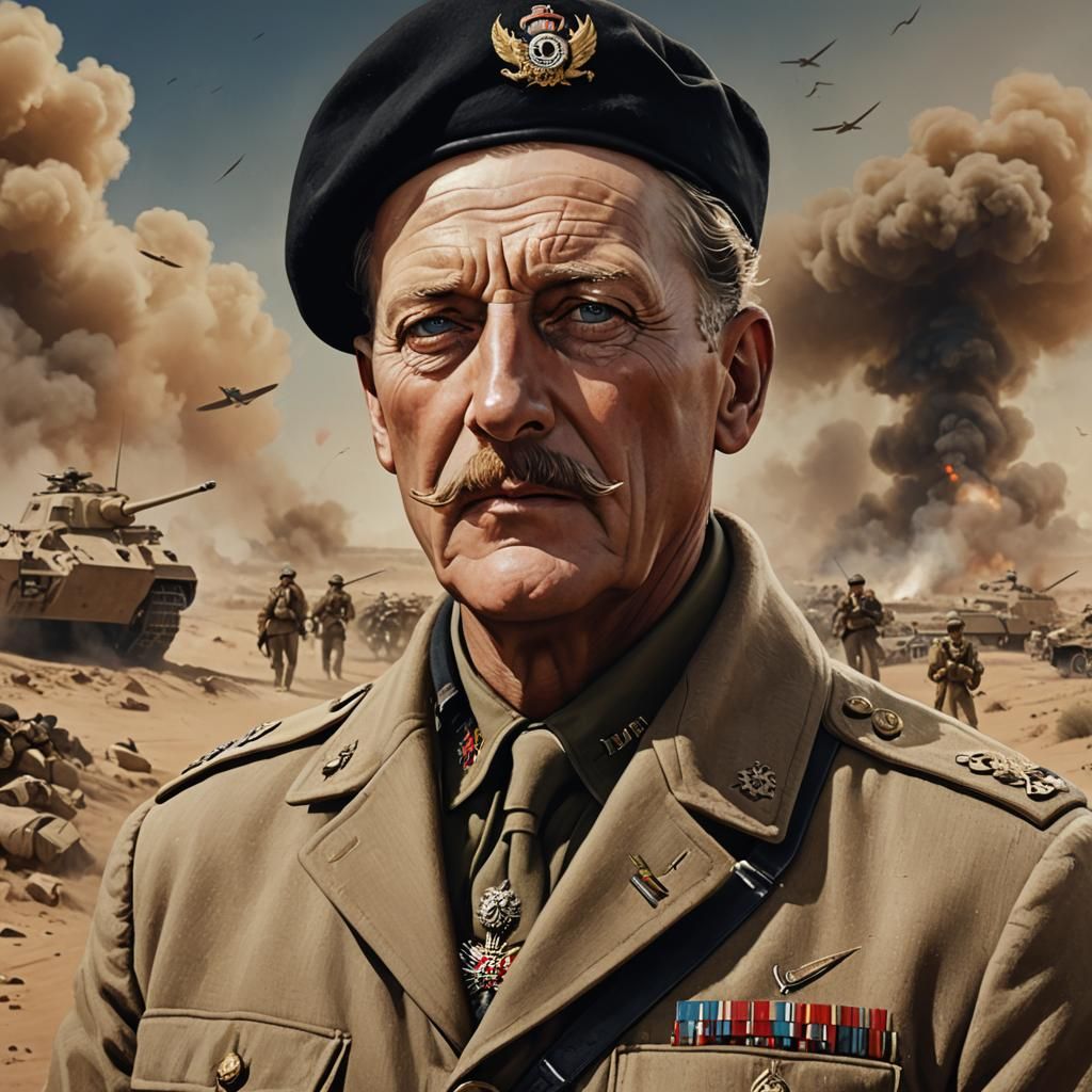 Marshal Montgomery Portrait at Battle of El Alamein