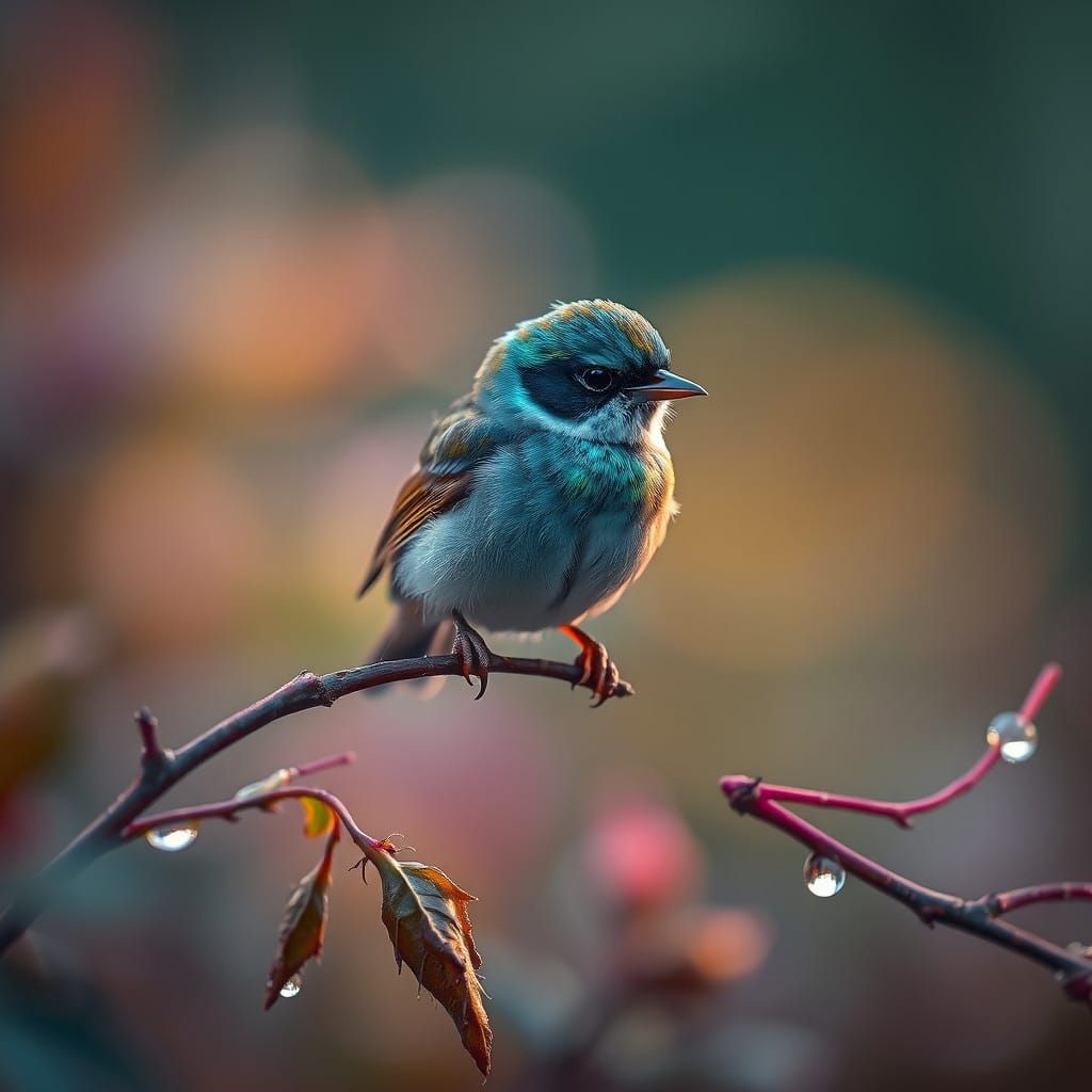 Iridescent Bird in Vibrant Foliage
