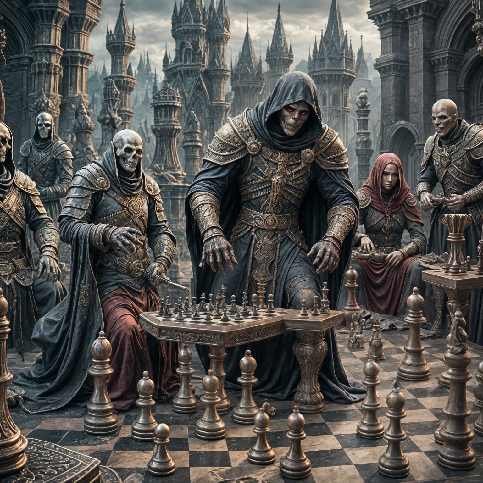 Epic Fantasy Chess Match in Vivid Colors