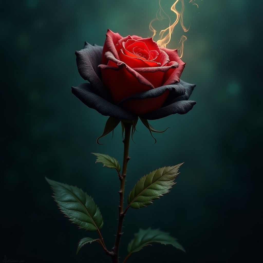 Entwined Roses in a Mystical Digital Painting