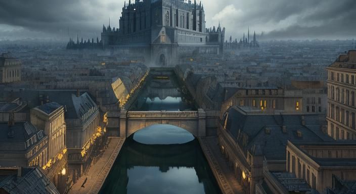 Dramatic Polygon Girl in Toile French Style