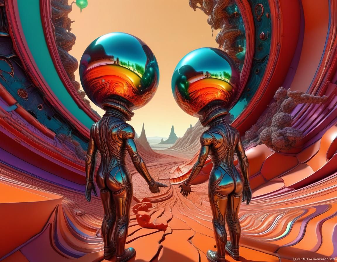 Surreal Alien World with Rotating Mathematical Art