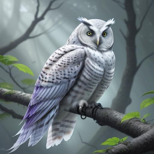 Nahaufnahme einer Majestätische Albino Eule mit Hell Blauen Augen sitz auf dem Ast