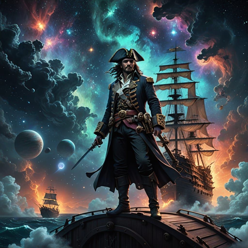 Spectral Pirate Captain in Nebula | Concept Art