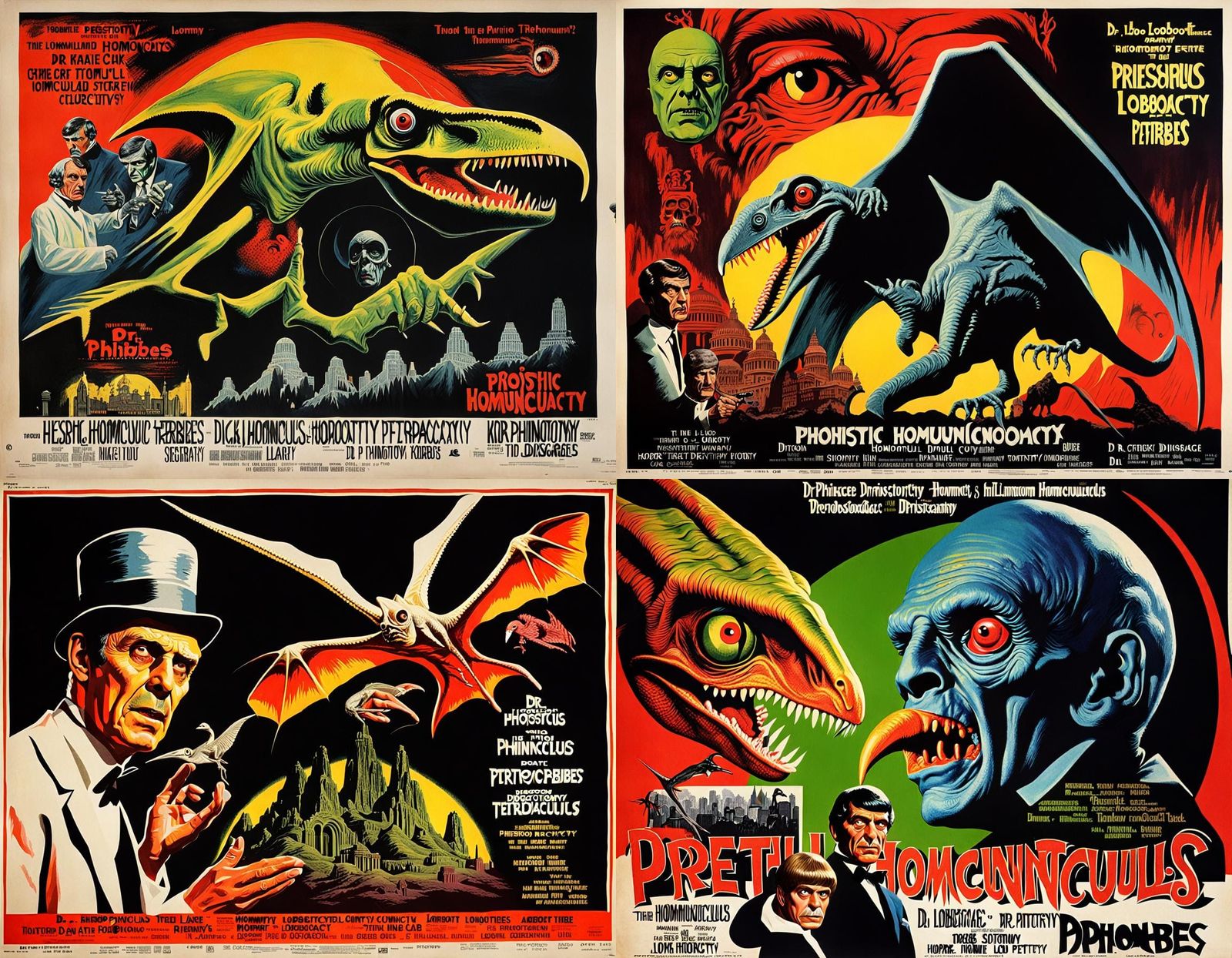 1960s Horror Movie Poster with Pterodactyl