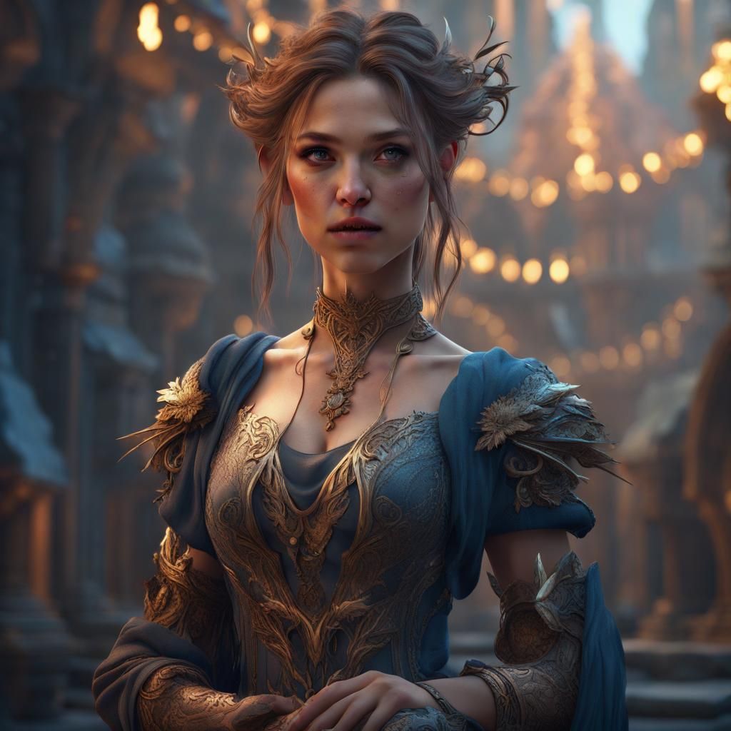 Fantastical Girl in Detailed Matte Painting