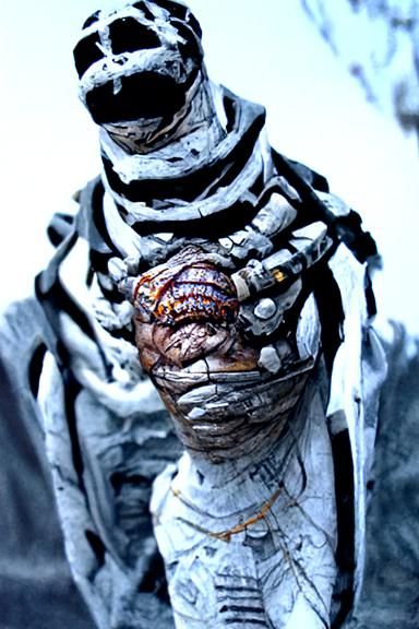 Sinister Cyborg Mummy in Post-Apocalyptic Fantasy