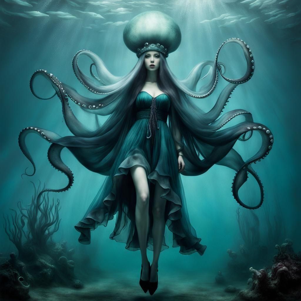Underwater Fashion: Girl in Squid Hat