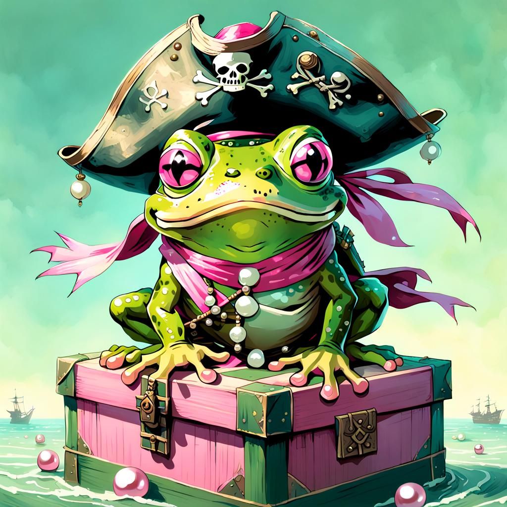 Frog Pirate Portrait in Fantasy Art Style