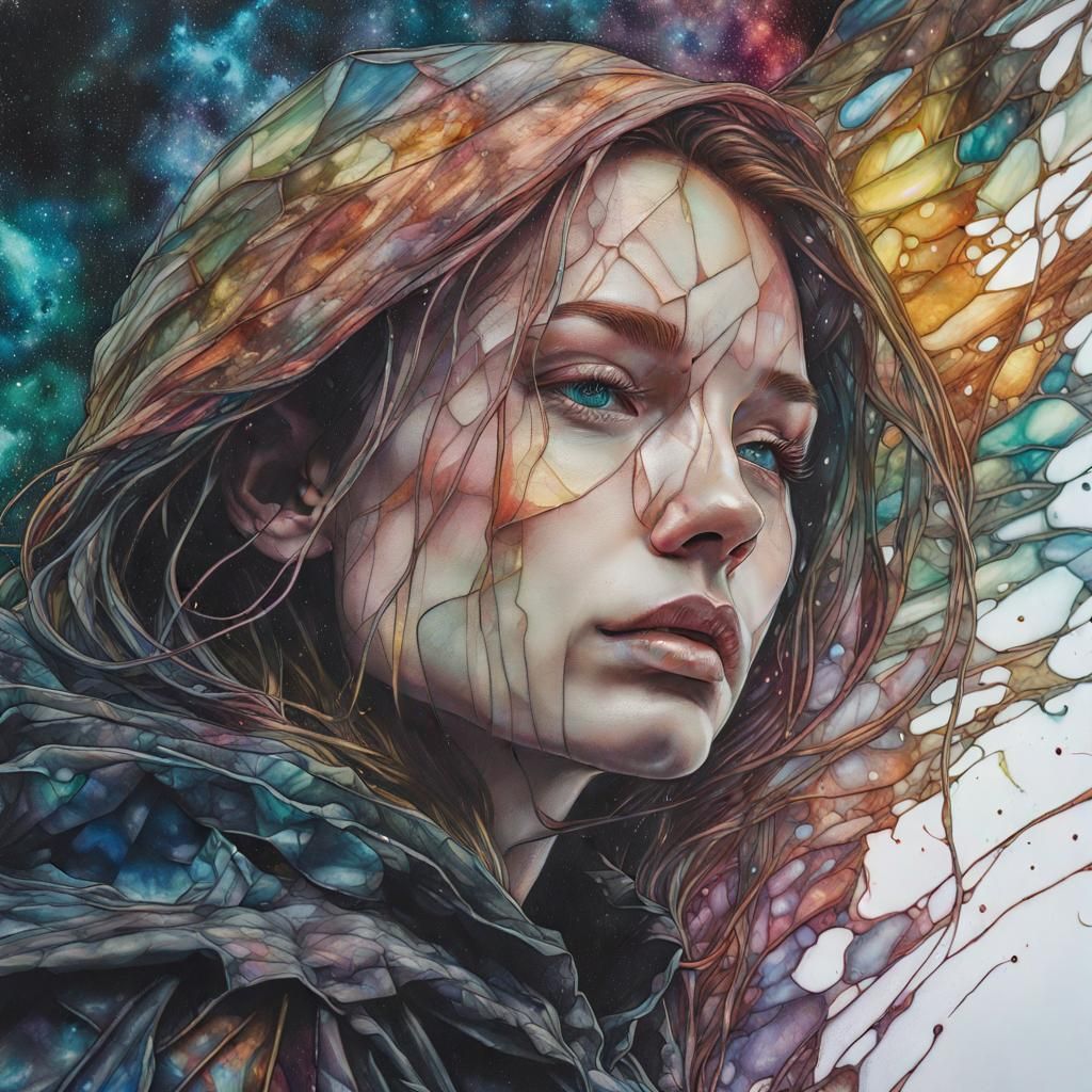 Magical Cosmic Stained Glass in Hyper-Realistic Style