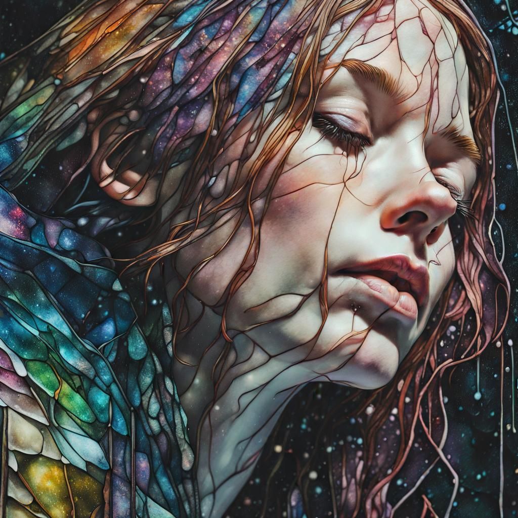 Detailed Cosmic Rainbowscape Stain Glass Art