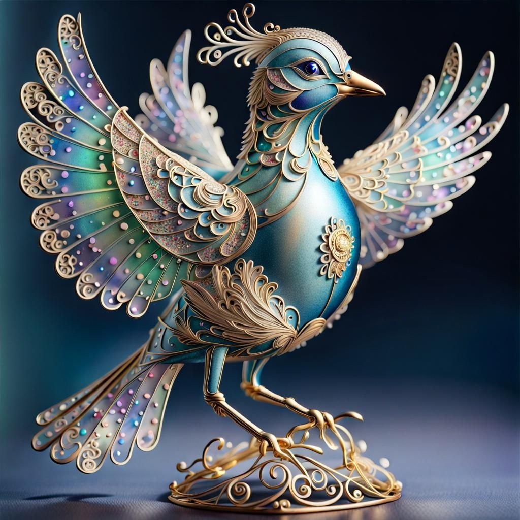 Faberge Bird with Metal Confetti