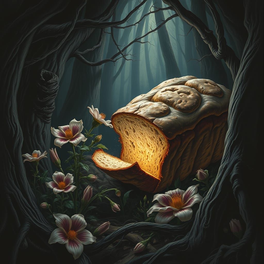 Monstrous Bread Eats Flowers in Gothic Forest